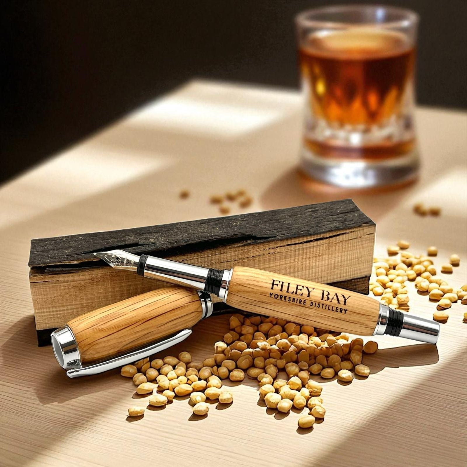 Filey Bay Whisky Barrel & Chrome Pen