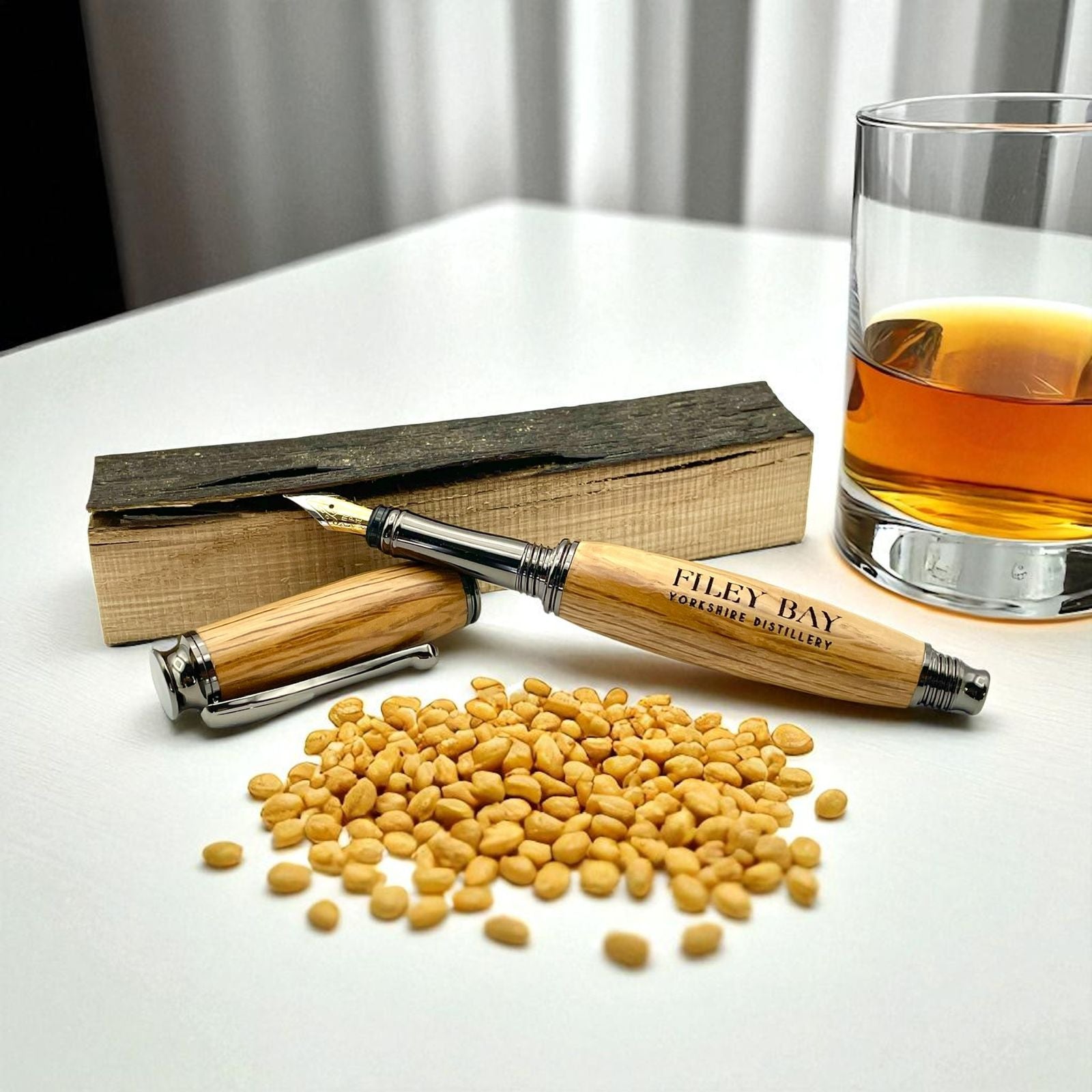 Whisky Barrel and Gunmetal Fountain or Rollerball Pen