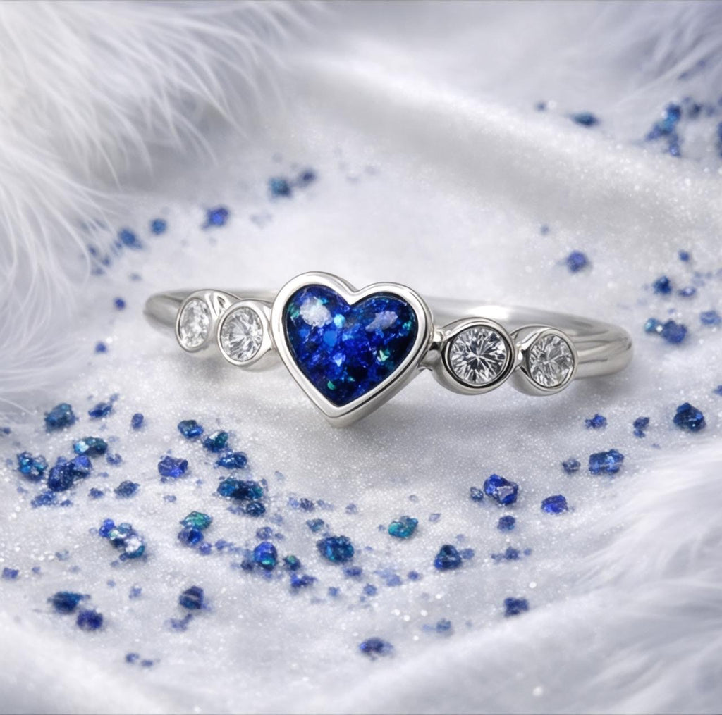 💎 Celestial Purity: Sterling Silver Opal Memorial Ring