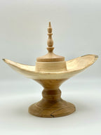 Winged Pedestal Vessel with Finial Lid
