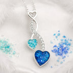 💜 Infinite Embrace: Sterling Silver Double Heart Opal & Ashes Memorial Pendant