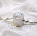 Sterling Silver Halo Opal Memorial Charm