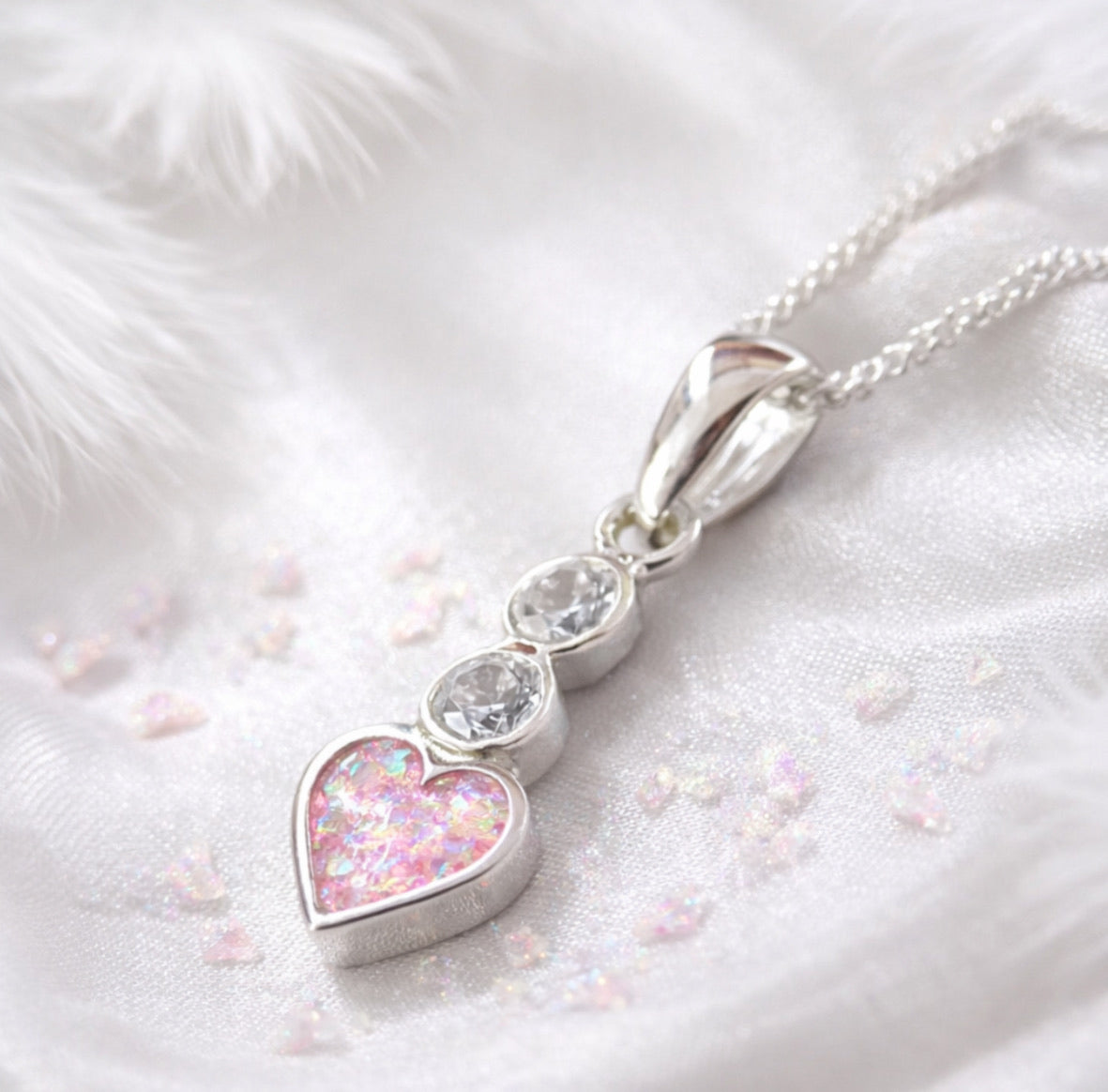 ✨ Everlasting Affection: Sterling Silver & Pink Opal Memorial Pendant ✨