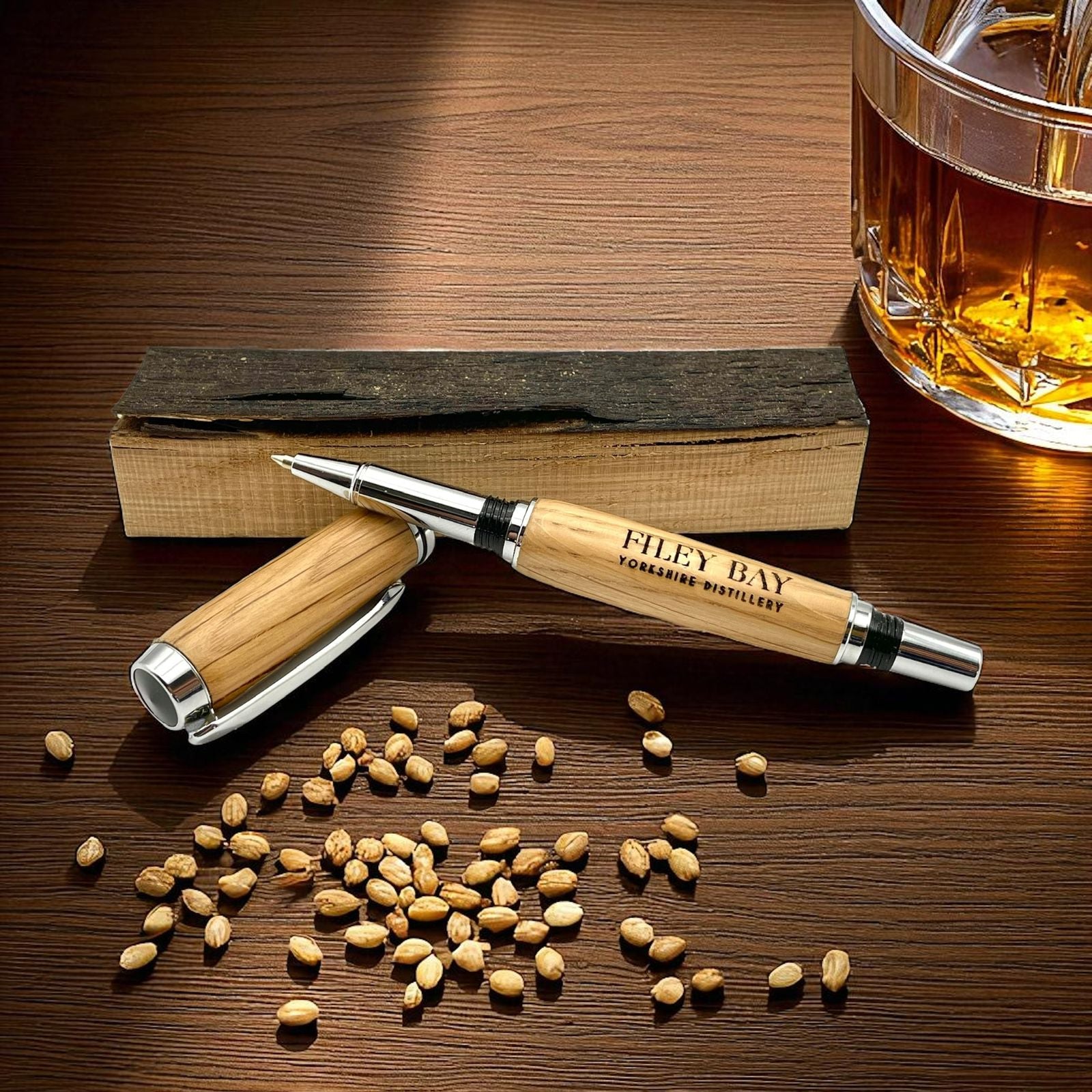 Filey Bay Whisky Barrel & Chrome Pen