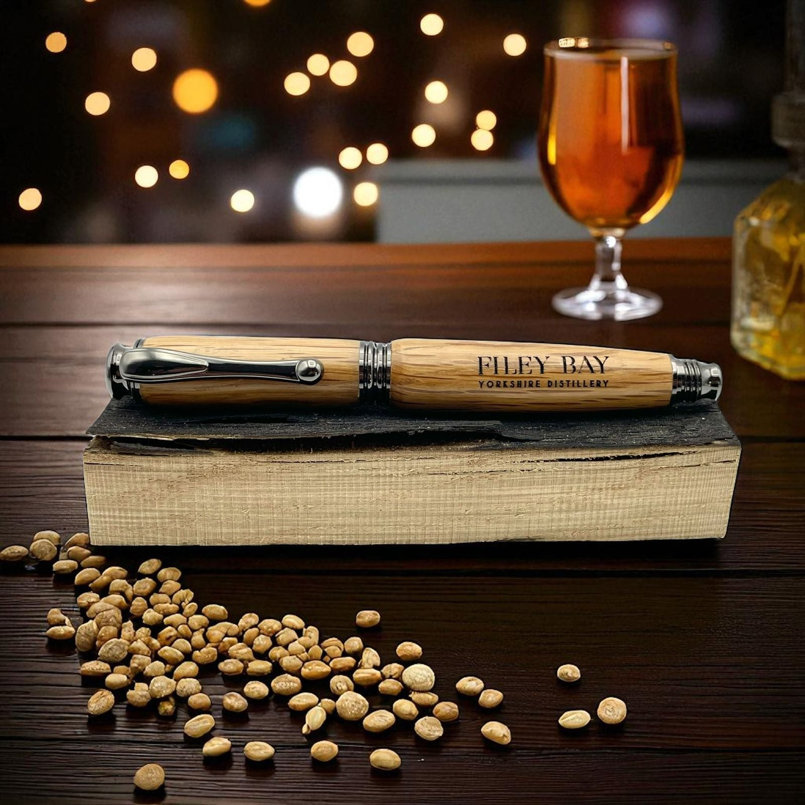 Whisky Barrel and Gunmetal Fountain or Rollerball Pen