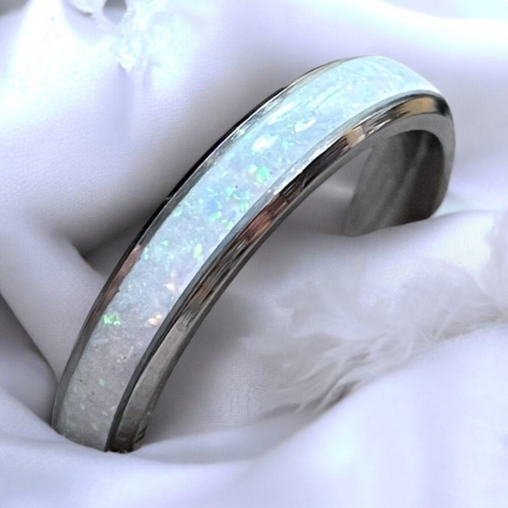 Snow Glitter Crush Opal Ring