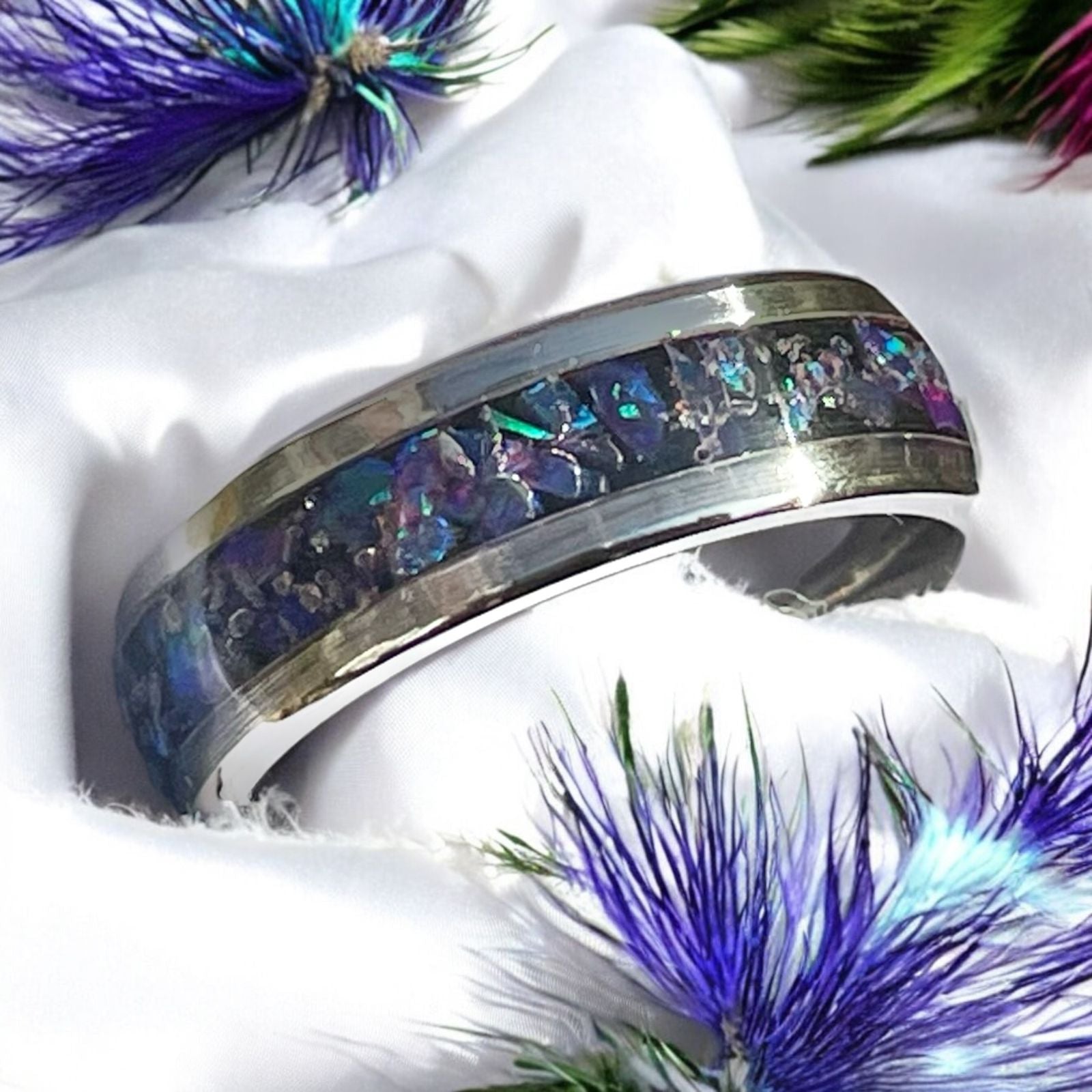 Peacock Crush Opal Ring
