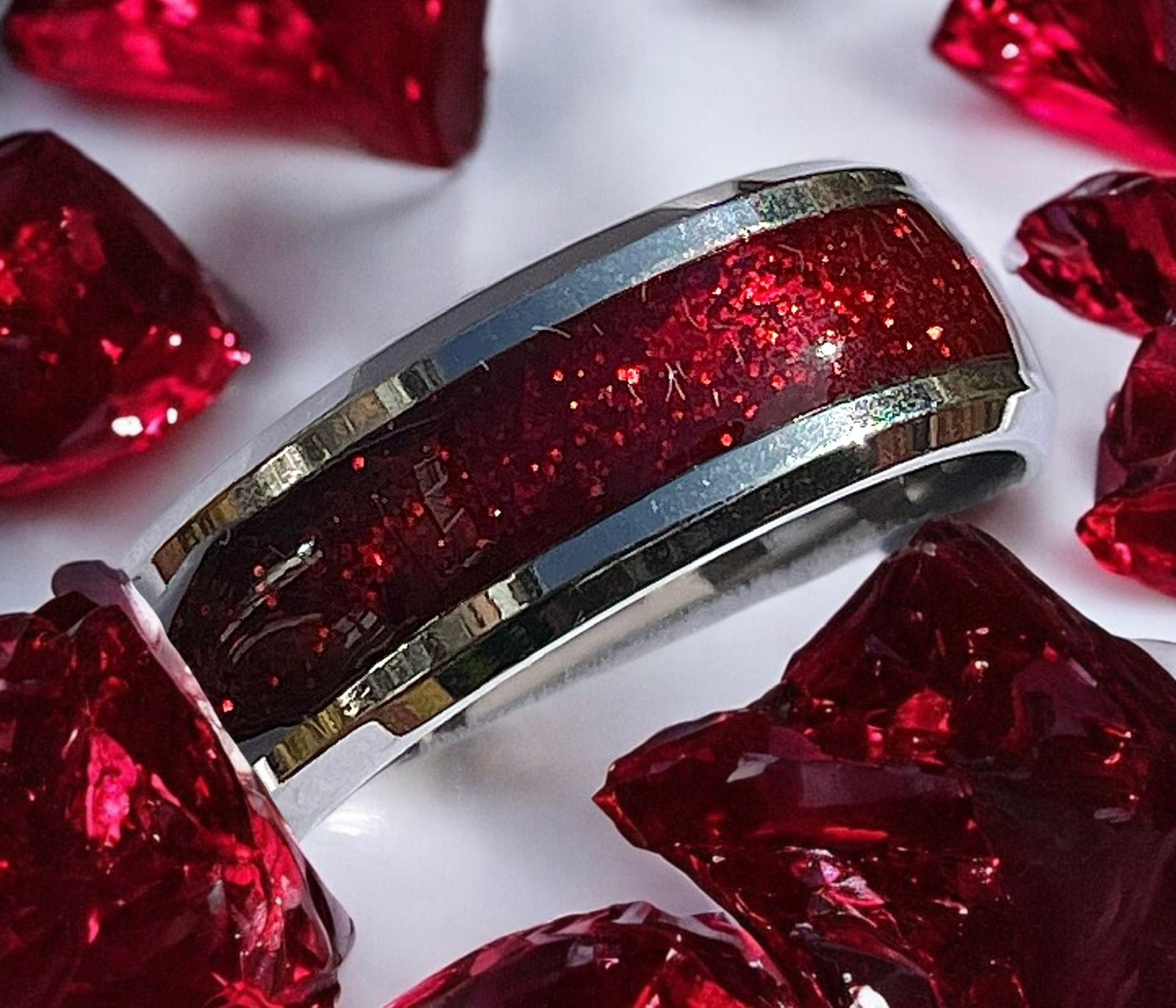 Ruby Glitter Resin Ring