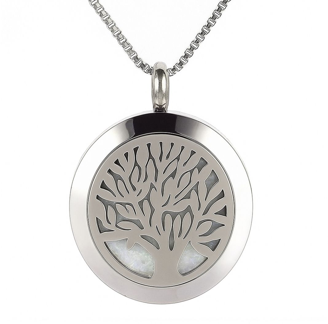 🌳 Tree of Life Locket with White Opal