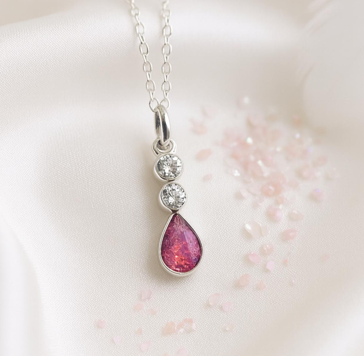 ✨ Teardrop of Light: Sterling Silver Opal & Ashes Memorial Pendant