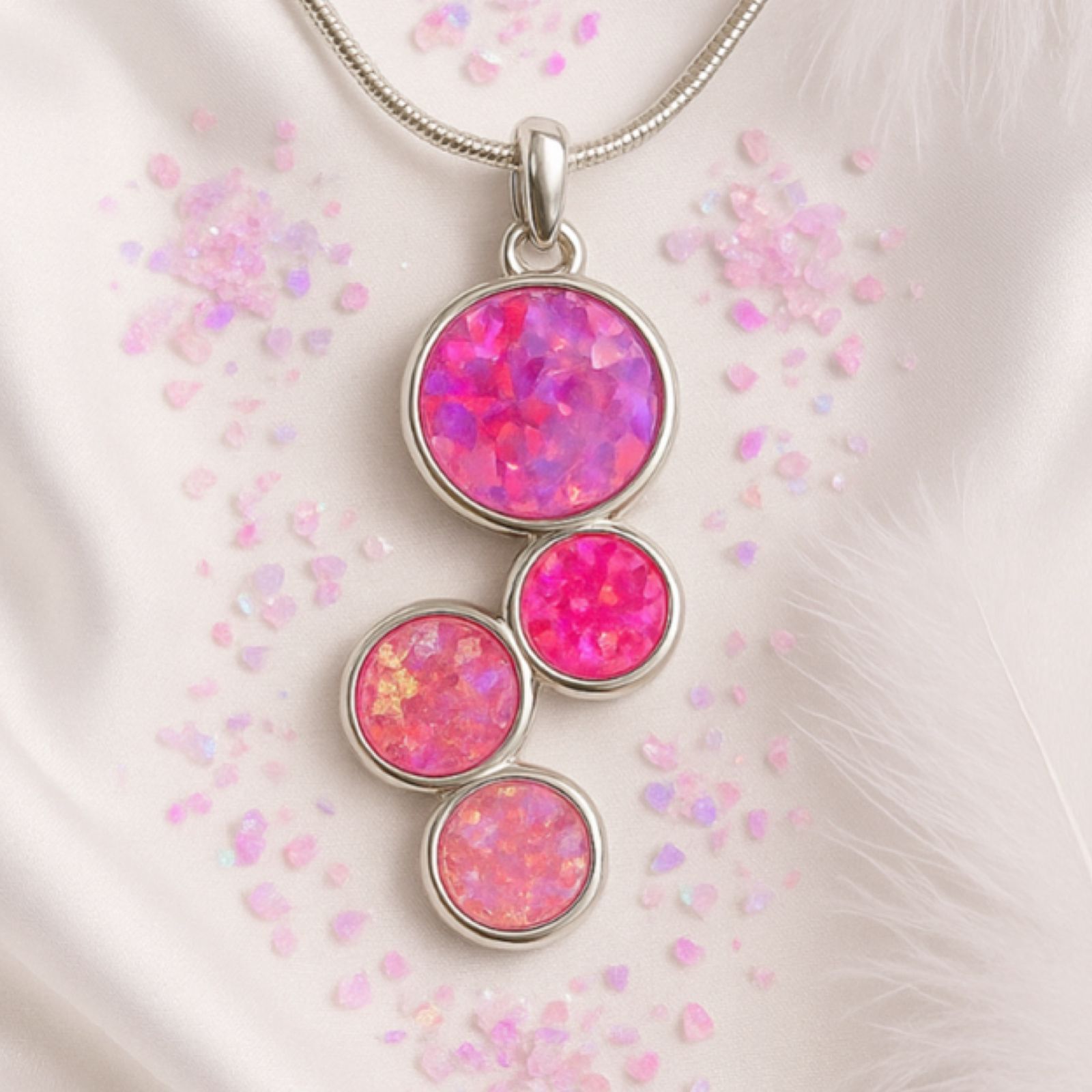 💖 Petals of Memory: Crushed Opal & Ashes Cluster Pendant