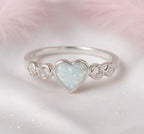 💎 Celestial Purity: Sterling Silver Opal Memorial Ring
