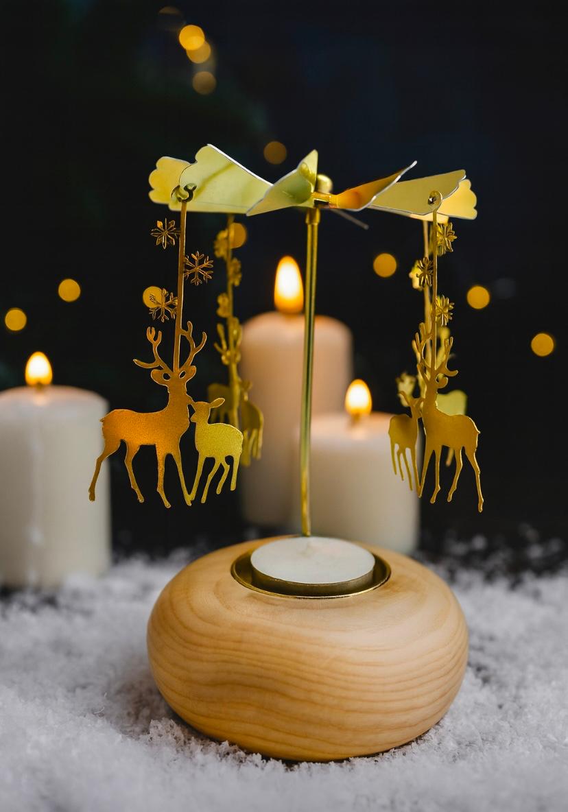 🦌 Magical Rotating Christmas Carousel Candle Holder