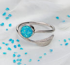 🌟 The Feather of Memory Memorial Ring: Crushed Opal & Sterling Silver
