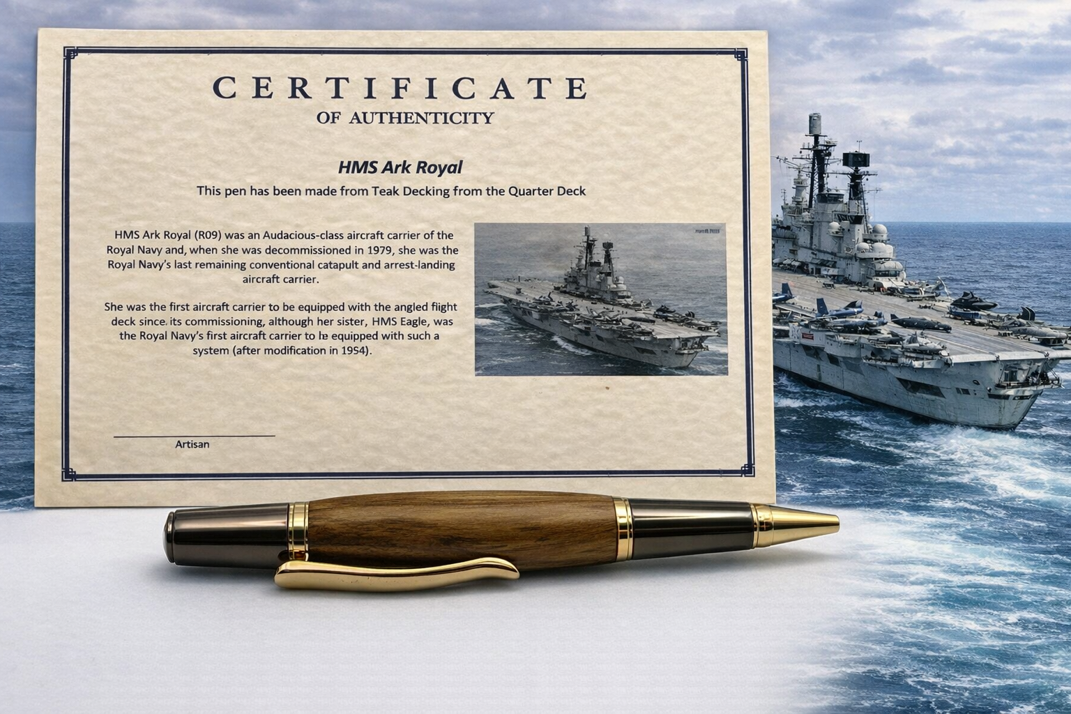 The "Mighty Ark" Heritage Pen: HMS Ark Royal Reclaimed Teak Edition