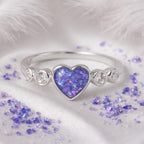 💎 Celestial Purity: Sterling Silver Opal Memorial Ring