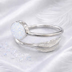 🌟 The Feather of Memory Memorial Ring: Crushed Opal & Sterling Silver