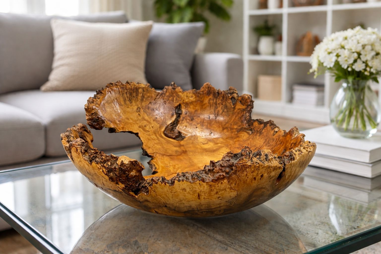 Natural Edge Elm Burr Decorative Bowl