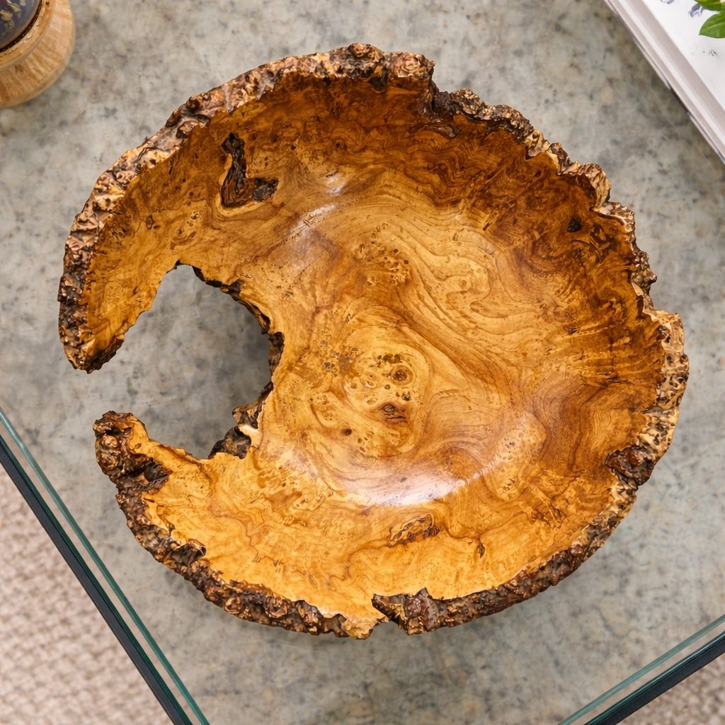Natural Edge Elm Burr Decorative Bowl