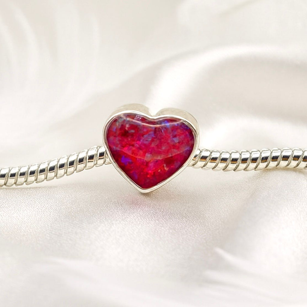 Embraced in Love – Crushed Opal Heart Memorial Charm